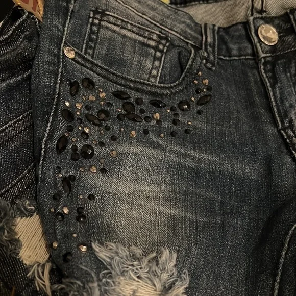 Machine Women's Distressed Blue Skinny Jeans - Picture 4 of 4